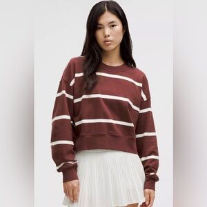 Lululemon Striped Burgundy Women's Pullover Cropped Boxy Sweatshirt